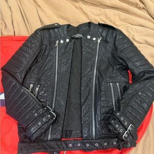 Balmain Black Leather Jacket with Silver Accents